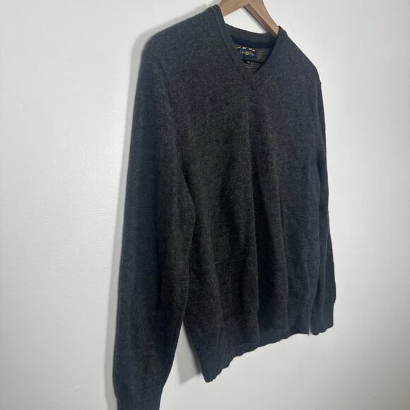 Club Room Mens V-Neck Merino Wool Blend Long Sleeve Dark Grey Sweater Medium - Picture 3 of 6